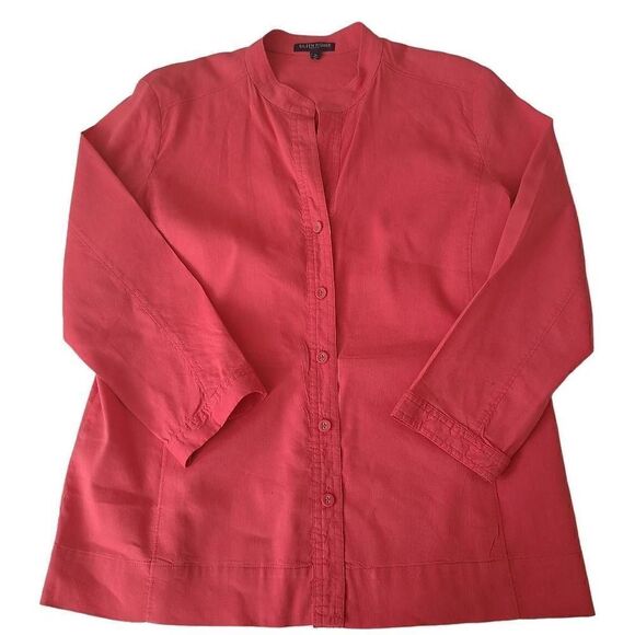 Eileen Fisher Womens Coral Linen Blend Blouse Size Petite Small - Picture 12 of 12